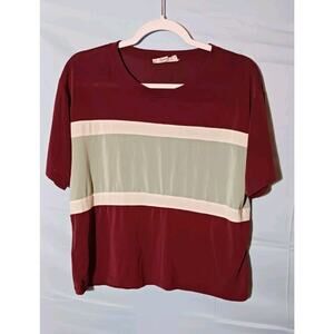 Pink Rose Top Large Maroon Striped Super Soft Modal